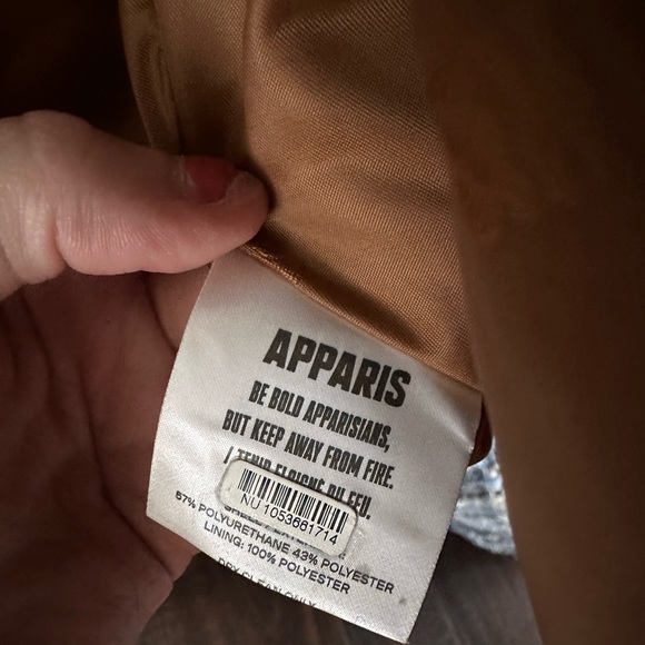 Apparis Brown Leather Puff Coat - Picture 8 of 9